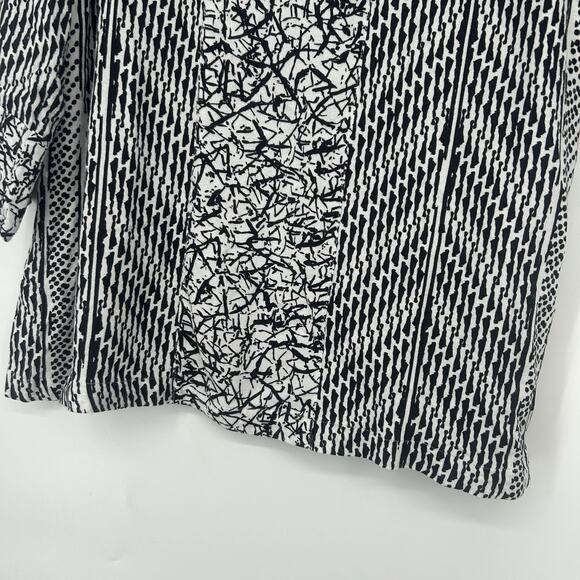 Soft Surroundings Ravello Top Black White Boho Artsy Abstract 3/4 Sleeve Size L - Picture 5 of 10